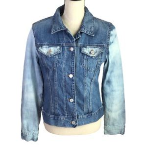 GAP Custom Hand Bleached Blue Jean Fitted Jacket Medium